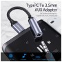 Перехідник USB-C M to 3.5mm F 0.12m gray Essager (EZJE01-0G)