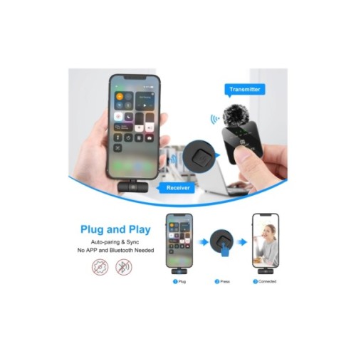 Мікрофон Puluz для iPhone/iPad 8-контактний приймач і два мікрофони Black (PU647B)