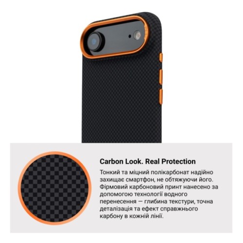 Чохол до мобільного телефона Armorstandart LikeCarbon2 SE MagCase Apple iPhone 17 Air Kevlar Black Orange (ARM89166)