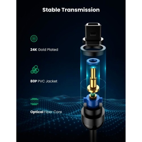 Кабель мультимедійний Optical Toslink 1.5m AV122 black Ugreen (70891)