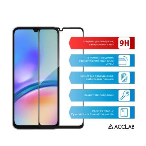 Скло захисне ACCLAB Full Glue ESD Samsung A07 Black (1283126623776)