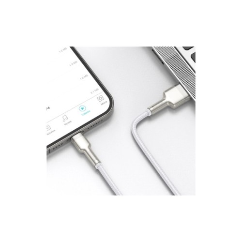 Дата кабель USB 2.0 AM to Lightning 2.0m Cafule Series Metal 2.4A White Baseus (CALJK-B02)