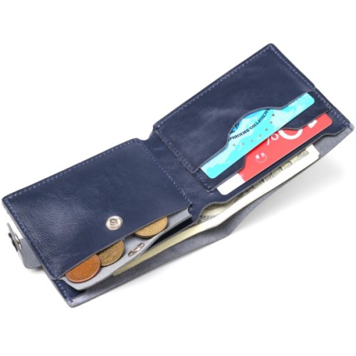 Портмоне Shvigel Шкіряне Синє (16444)