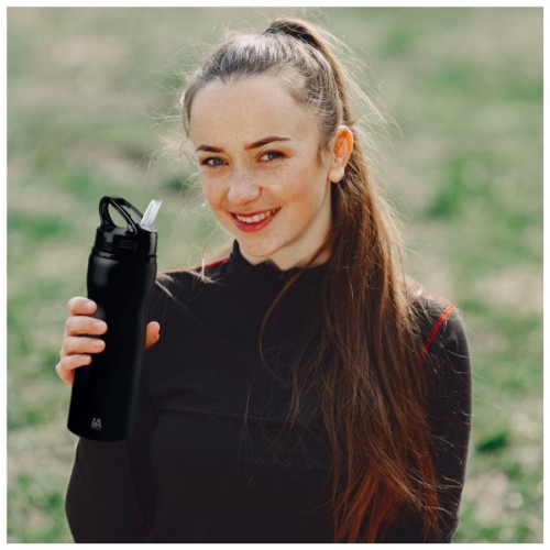 Пляшка для води Line Art Frontera сталева 750 мл чорна (60013322LA-01)