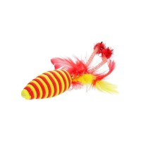 Іграшка для котів Hippie Pet Мишка з пір'ям помаранчева 16.5 см (HIPCT2304024O)