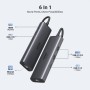 Концентратор Ugreen USB-C to HDMI + 2xUSB 3.2 + USB-C 3.2 + RJ45 + PD CM512 gray (45000)