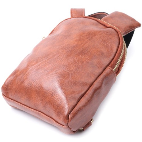 Сумка Vintage Компактна жіноча через плече на два відділення з екошкіри Коричнева (22783)