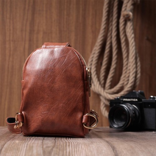 Сумка Vintage Компактна жіноча через плече на два відділення з екошкіри Коричнева (22783)