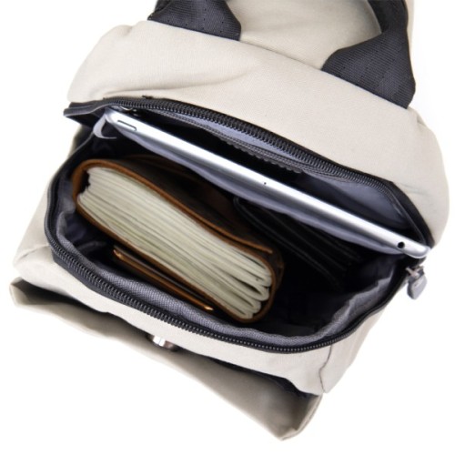 Сумка Vintage Через плече нейлон Світло-сіра (20631)