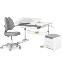 Парта з кріслом ErgoKids (L) Grey + тумба (TH-310 + Y-412 Lite + BD C3_GREY)