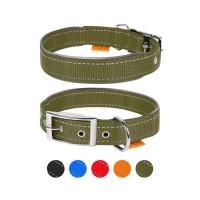 Нашийник для тварин Dog Extreme подвійний зі світловідбиваючою вставкою Ш 14 мм Д 27-35 см хакі (670231)