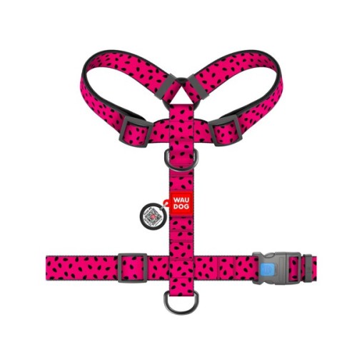 Шлея для собак WAUDOG Nylon анатомічна H-подібна з QR-паспортом "Кавун" пластиковий фастекс XL (323-0049)