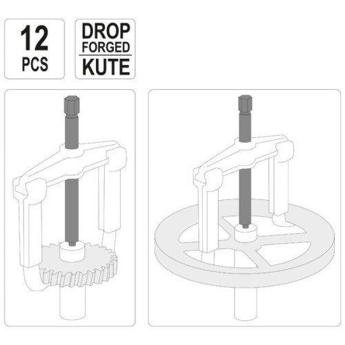 Автомобільний зйомник Yato для зняття великих підшипників, шківів та шестерень 12 шт (YT-25105)