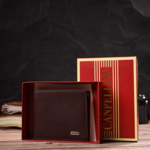 Портмоне Canpellini З натуральної шкіри Темно-коричневе (21782)