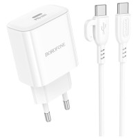 Зарядний пристрій BOROFONE BA81A USB-C PD20W + cable USB-C to USB-C White (6941991108204)