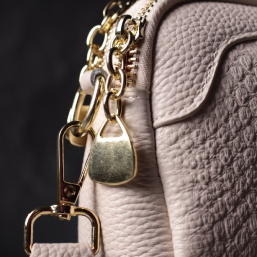 Сумка Vintage На два відділення з натуральної шкіри Біла (22357)