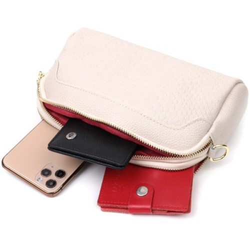 Сумка Vintage На два відділення з натуральної шкіри Біла (22357)