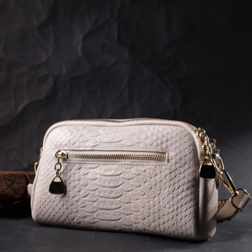 Сумка Vintage На два відділення з натуральної шкіри Біла (22357)