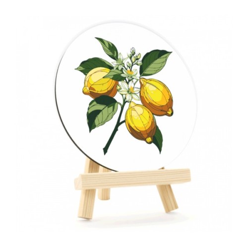 Картина по номерам Rosa Сонячні лимони", кругла, 15 см, з мольбертом (4823098548683)