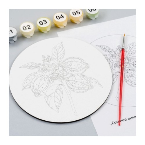 Картина по номерам Rosa Сонячні лимони", кругла, 15 см, з мольбертом (4823098548683)