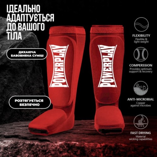 Захист гомілки і стопи PowerPlay 3054 Classic Shin Червоні M (PP_3054_M_Red)