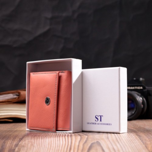 Гаманець ST Leather З натуральної шкіри Помаранчевий (19505)