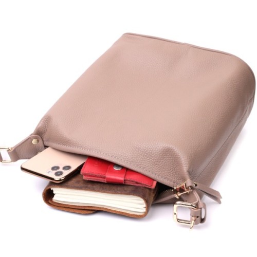 Сумка Vintage Жіноча з однією довгою ручкою з натуральної шкіри Бежева (22306)