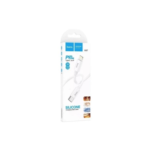 Дата кабель USB-C to Lightning 1.0m PD silicone X87 Magic white HOCO (6931474783189)