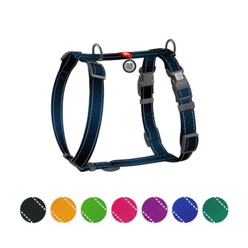 Шлея для собак WAUDOG Nylon Mono анатомічна H-подібна з QR паспортом, пластиковий фастекс, L чорна (54581)