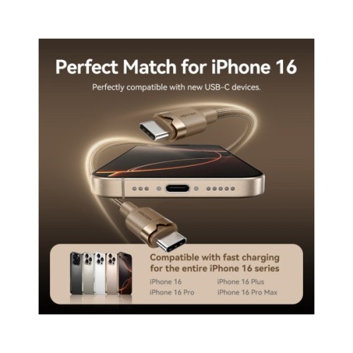 Дата кабель USB-C to USB-C 1.0m 3A aluminum gold Vention (TRDJF)