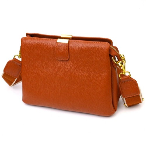 Сумка Vintage Жіноча на три відділення з натуральної шкіри Руда (22105)