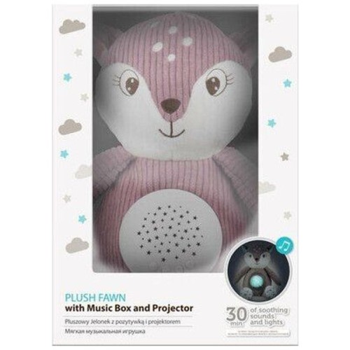 М'яка іграшка Canpol плюшева музична з проектором Оленя - рожева (77/206_pin)