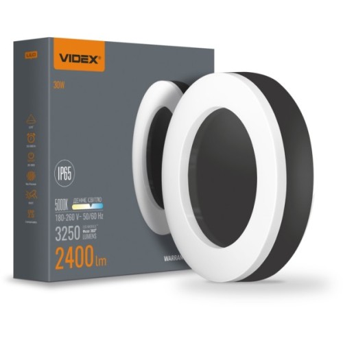 Світильник Videx LED ART IP65 круглий 30W 5000K Black (VL-BHFR-305B)