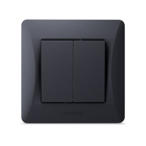 Вимикач Videx BINERA 2кл чорний графіт (VF-BNSW2-BG)