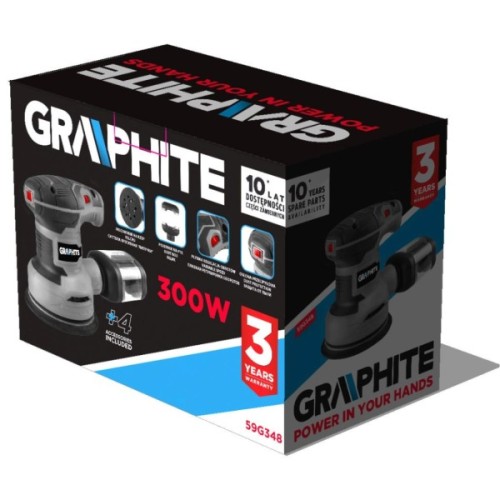 Шліфувальна машина Graphite ексцентрикова 300W, 125мм, 7000-13000об/хв (59G348)