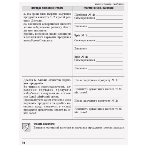 Робочий зошит Хімія. Рівень стандарту. 10 клас. Для хімічних експериментів та розрахункових задач Ранок (9786170944894)