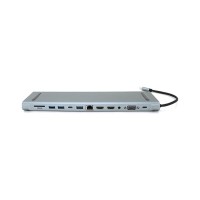 Концентратор Voltronic USB-C 12-in-1 USB-C + 2xUSB 2.0 + USB 3.0 + 2xHDMI + VGA + SD/TF + RJ45 + 3.5mm + PD 0.1m silver (YT-HTC12in1)