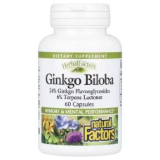 Вітамінно-мінеральний комплекс Natural Factors Гінкго Білоба, Ginkgo Biloba, 60 капсул (NFS-04532)