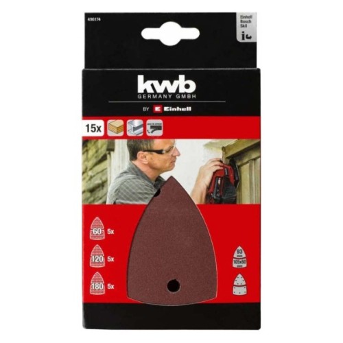 Наждачний папір Einhell трикутний Q-STICK KWB, 15шт, 150x150x100мм (496174)