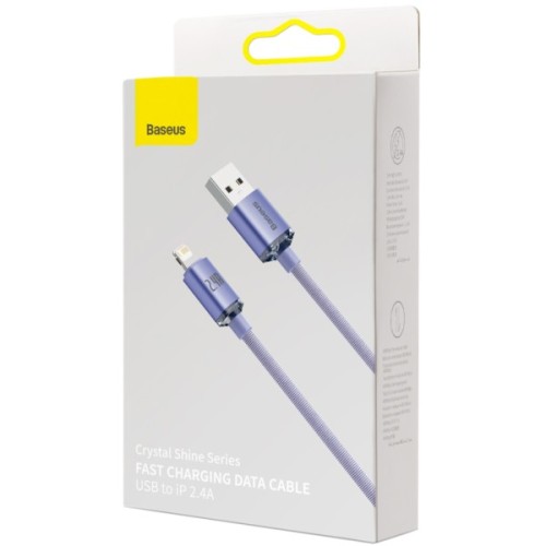 Дата кабель USB 2.0 AM to Lightning 1.2m 2.4A Crystal Shine Series purple Baseus (CAJY000005)