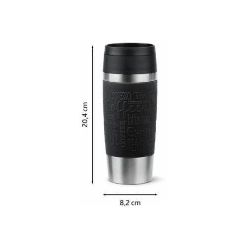 Термокружка Tefal Travel Mug Classic, 360мл, нержавіюча сталь, чорний (N2020210)