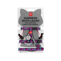 Шлея для котів Waucat Nylon з QR паспортом "Око монстра" пластиковий фастекс (329-4049)