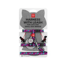 Шлея для котів Waucat Nylon з QR паспортом "Око монстра" пластиковий фастекс (329-4049)