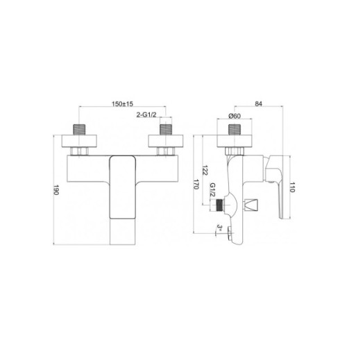 Змішувач Cersanit SUARO для ванни та душу (S951-240)