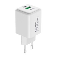 Зарядний пристрій Armorstandart AR371 30W GaN Type-C + USB White (ARM77549)