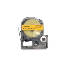 Стрічка для принтера етикеток UKRMARK E-C4KBM, 12мм х 8м, black on gold, совместима с LC4KBM (900509)