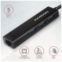 Концентратор AXAGON USB-C to 3xUSB-A + RJ45 0.2m metal black (HMC-GL3A)