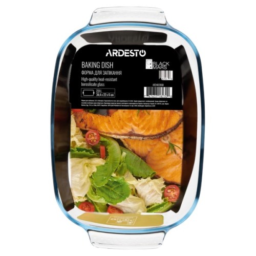 Форма для випікання Ardesto Black Mars 34.4x22x6см, прямокутна, прозорий (AR2402BGB)