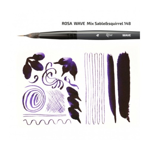 Пензлик для малювання Rosa Мікс білка/соболь круглий, лайнер, WAVE 148, № 0 (4823098516859)