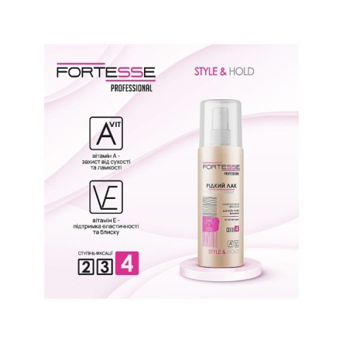 Лак для волосся Fortesse Professional Style & Hold Рідкий ультрасильної фіксації 150 мл (4820197000869)